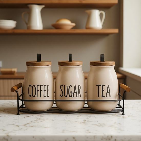 Porcelain Jars Set - 3 Pcs